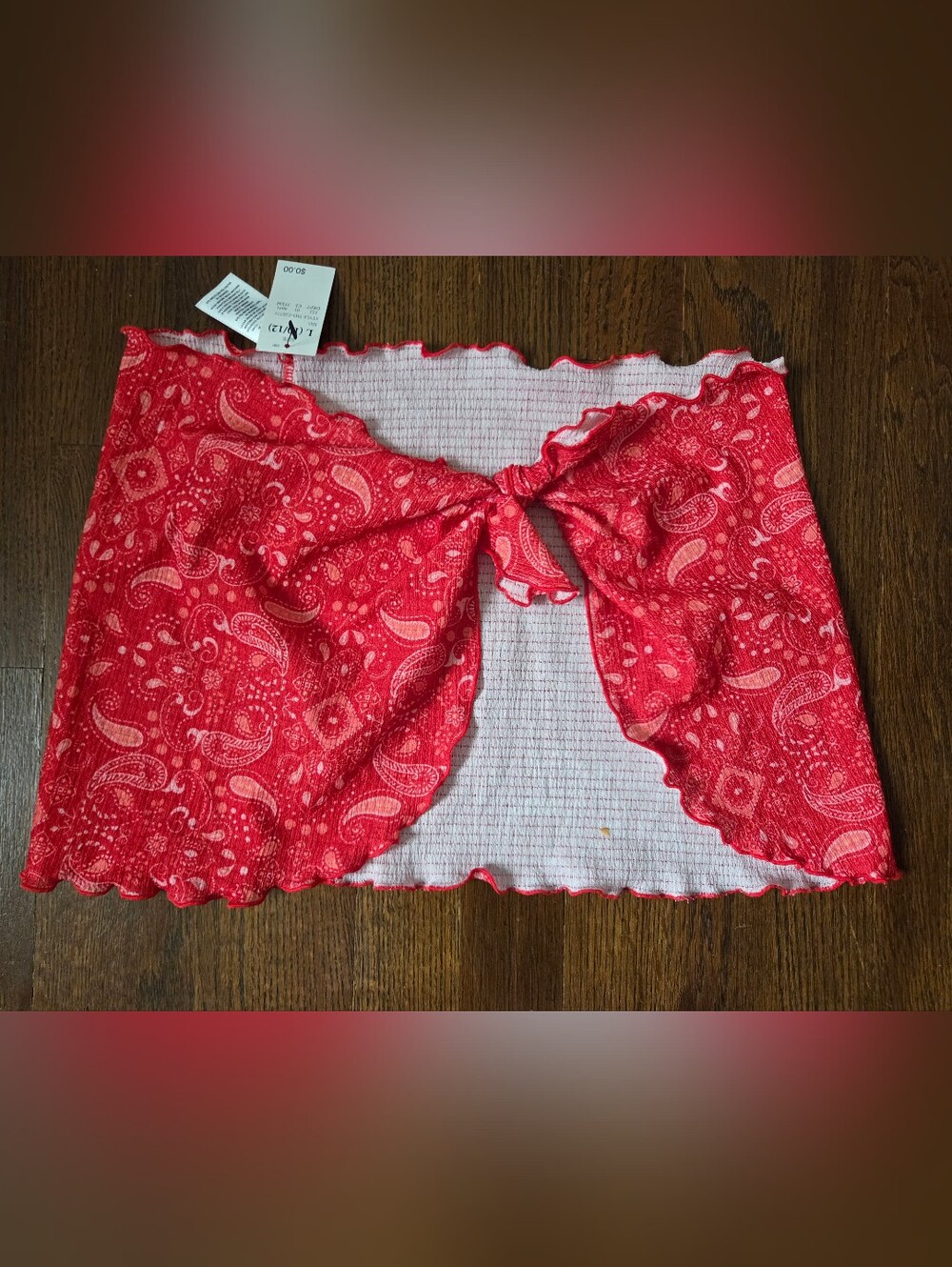 New Art Class Girls Large 10/12 Red Paisley Swim Coverup